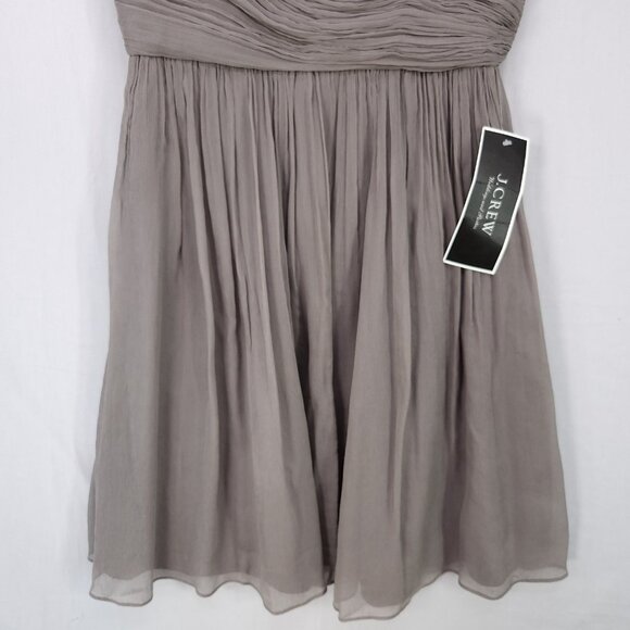 JCrew Silk Wedding Party Dress Size 8 Petite Gray Pleated Bodice New - Picture 6 of 16